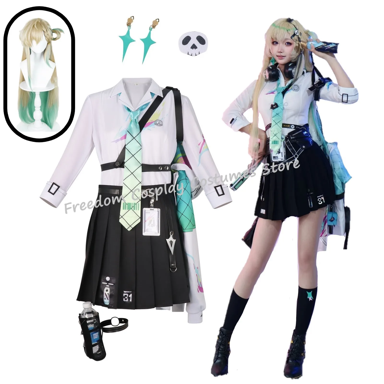 Game Wuthering Waves Lynae Cosplay costume Wig Woman sexy jk School Uniforms accessories Lynae Halloween party suit
