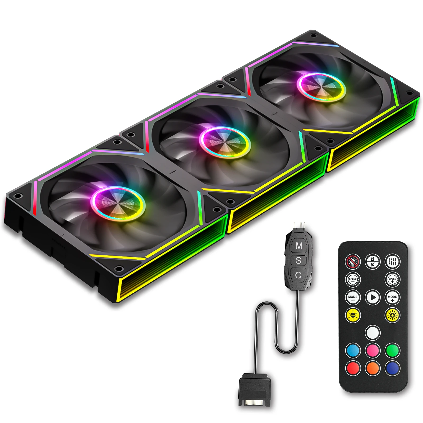 GSCOLER FB120 3in1 Case Fan 5V 3Pin ARGB Quiet Cooling Fan Wireless Splicing Modular building block Fan
