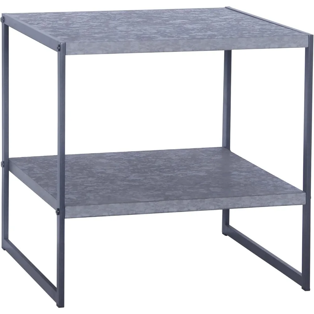 

Приставной столик в деревенском стиле с полкой для хранения, черный металлический каркас для гостиной или спальни