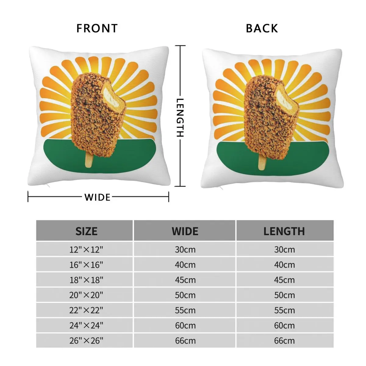 Golden Gaytime Snack Square Pillowcase Polyester Linen Velvet Creative Zip Decorative Pillow Case Room Cushion Case Wholesale