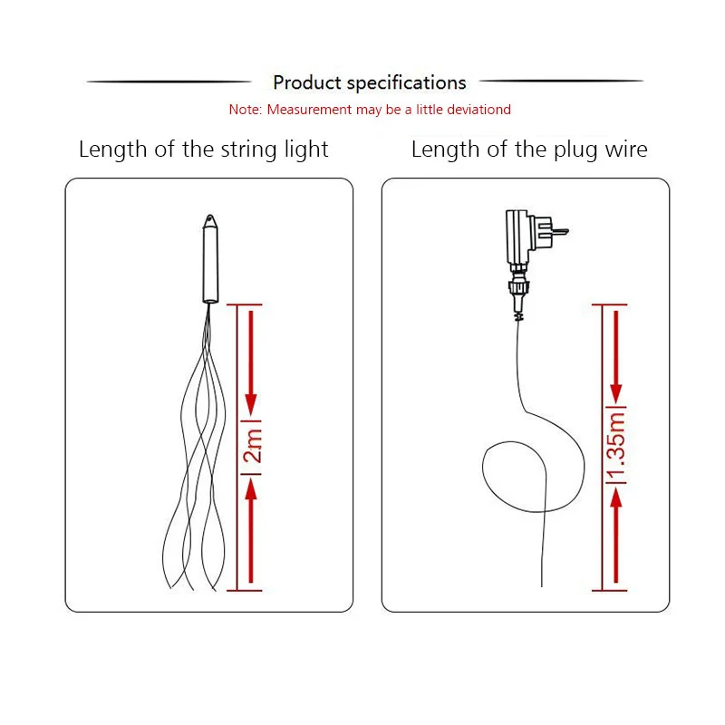 2M 30 fili filo del nastro Plug In cascata stringa fata luci tenda led decorazione della luce per la lampada della camera da letto di Halloween di natale