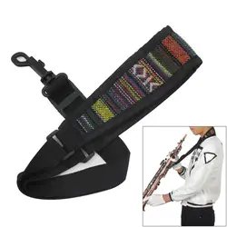 Saxophone Neck Straps Ethnic Style High-elastic Adjustment Cotton Belt Hanging Sax Neck Straps for Soprano Alto Tenor Saxophone