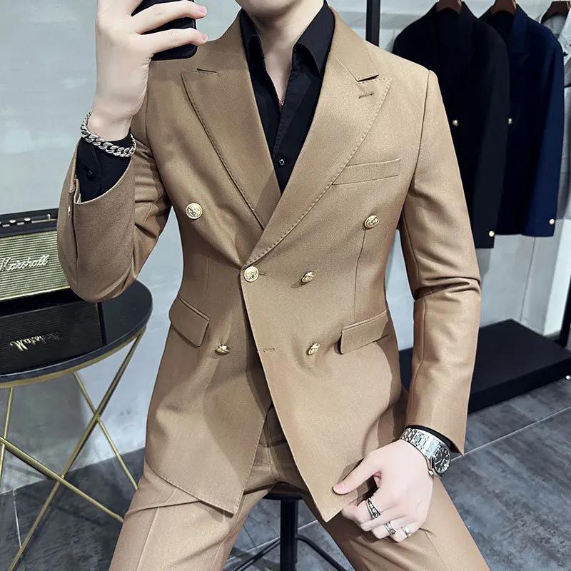 

Men's casual business peaked lapel slim fit banquet suit21