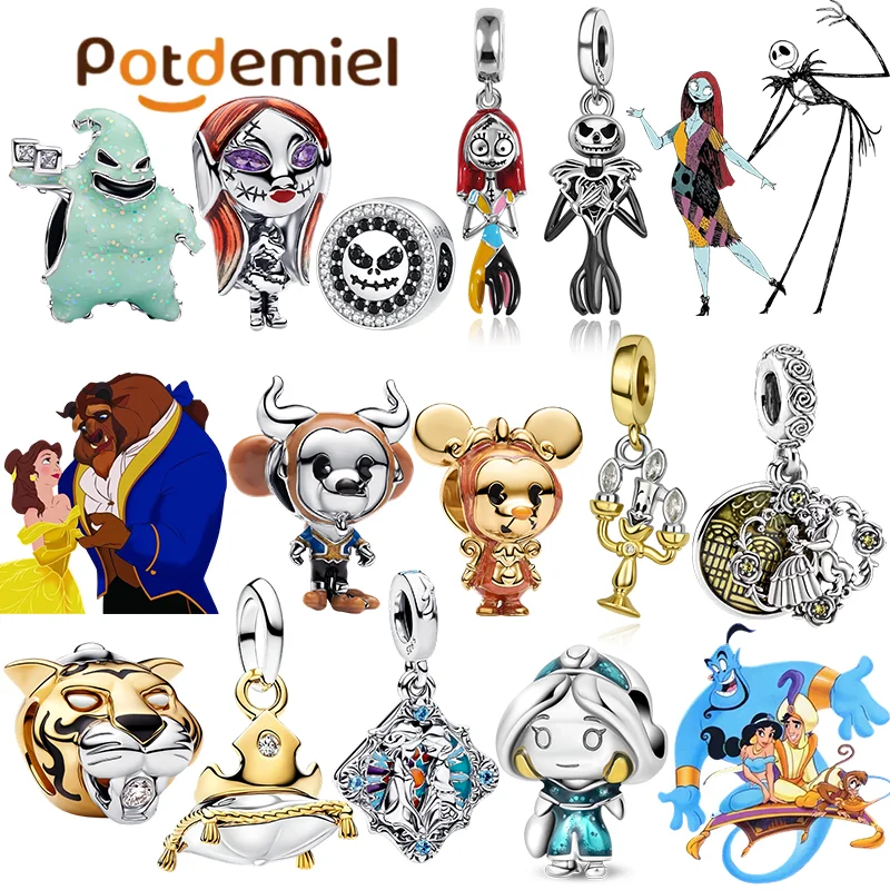 925 Silver Christmas Skull Mr.Beast The Magic Oil Lamp Charms Bead Pendant Fit Bracelet Necklace DIY Women Fine Jewelry Gift