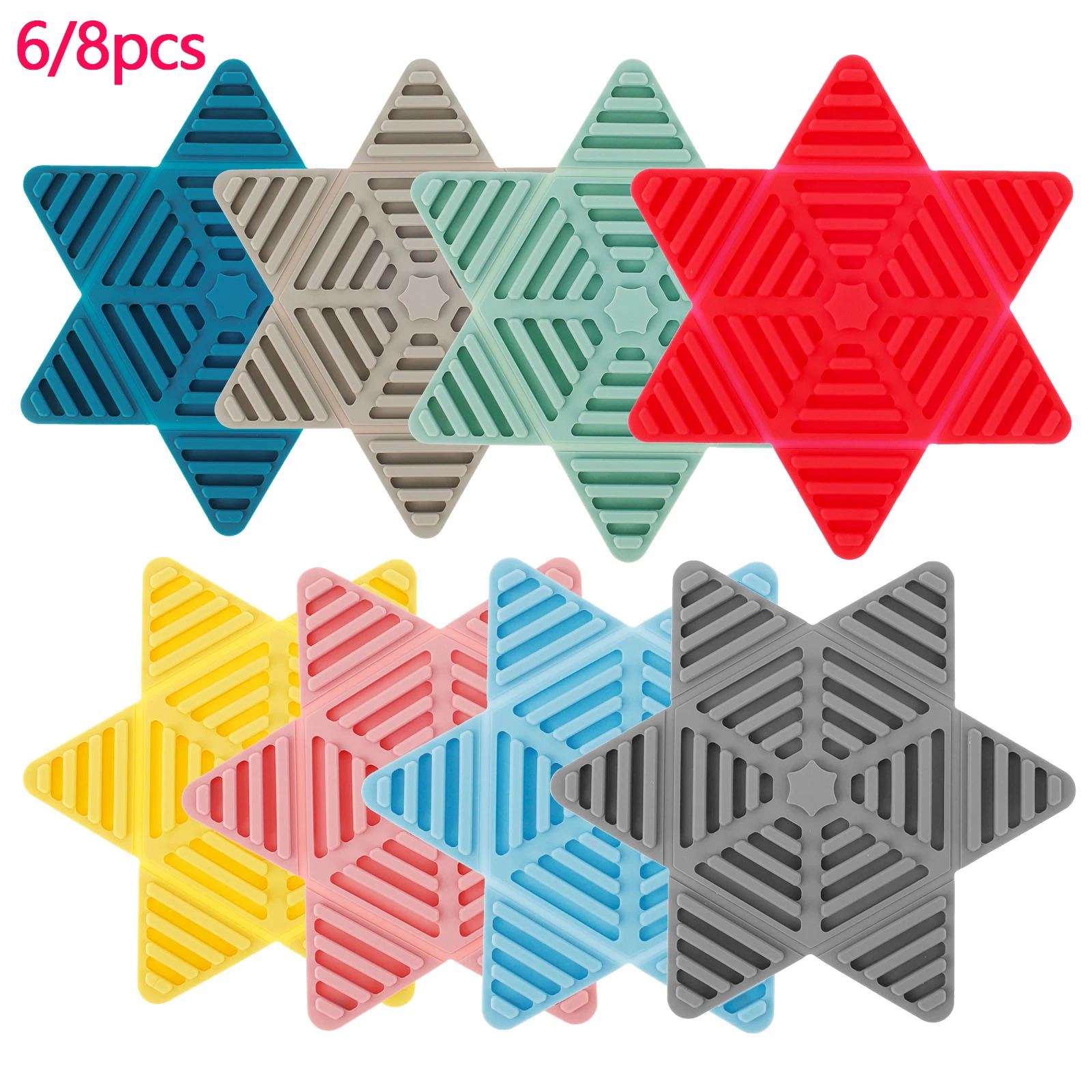 

6/8Pcs Silicone Mat Coaster Heat Resistant Placemat Nonslip Pot Holder Table Mat Foldable Cup Mat Kitchen Accessories Gadgets