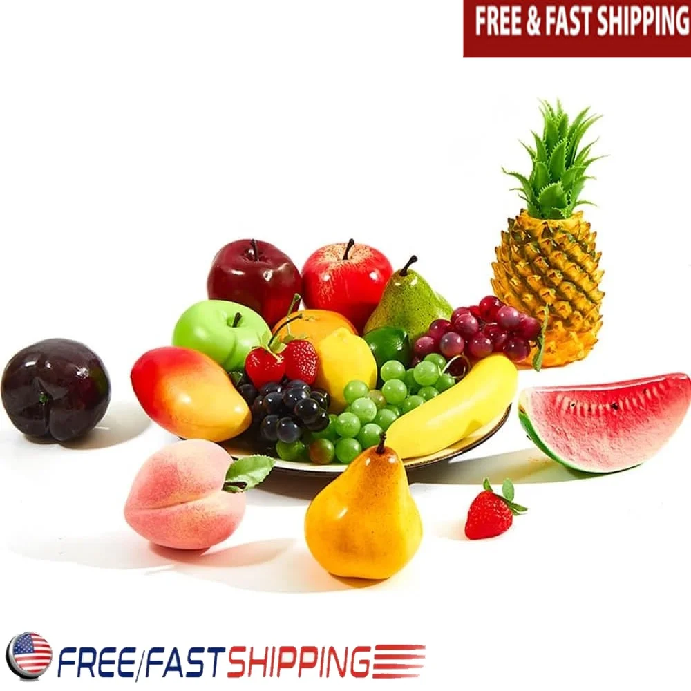 

20 PCS Artificial Fruits Home Kitchen Decorations Realistic Fake Fruit Variety Photography Props Table Centerpieces