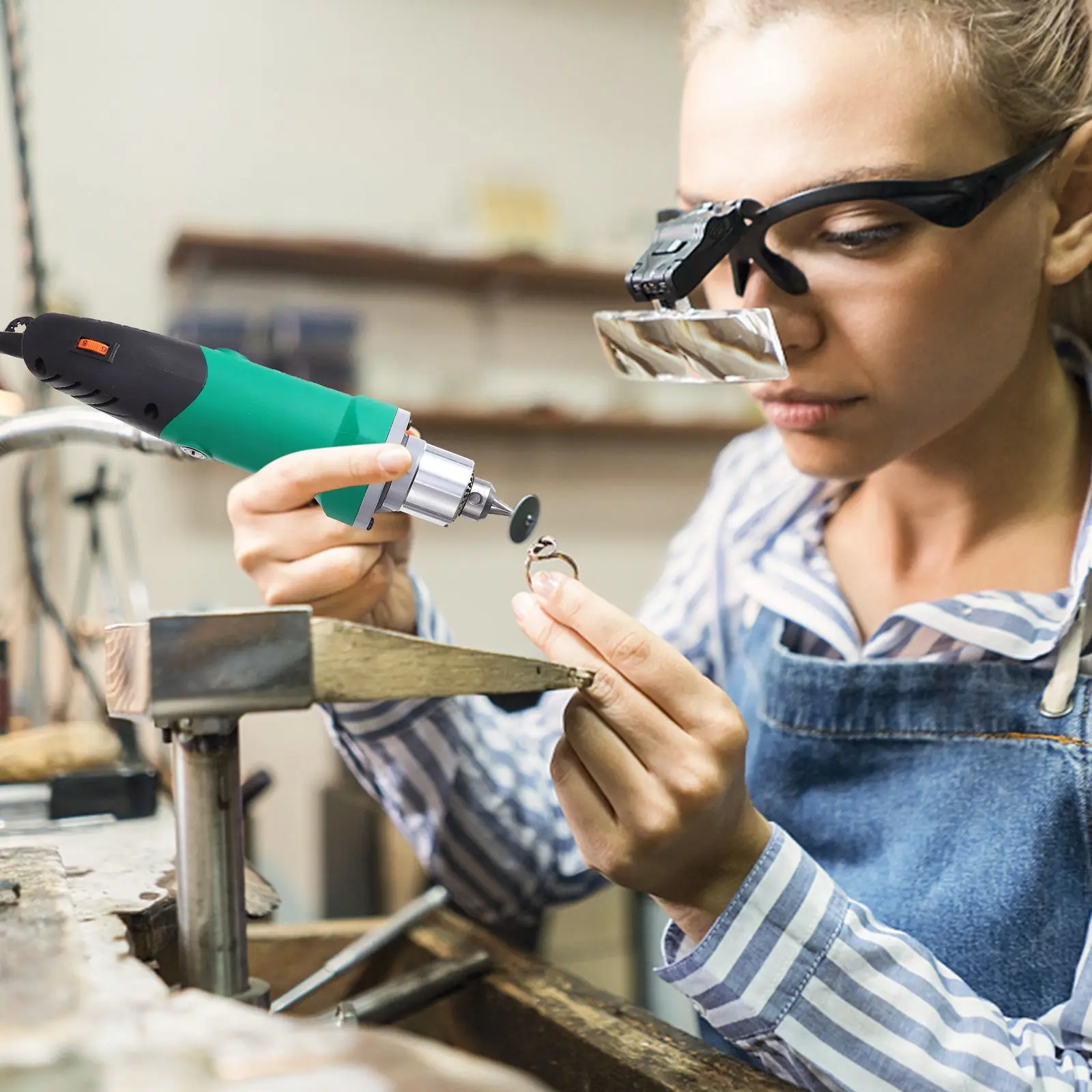 Herramienta rotativa eléctrica de 500W, 220V, 6,5 Mm, rectificadora de alta velocidad, 35000Rpm, Kit de tallado de potencia ajustable de 6 niveles, herramienta de reparación