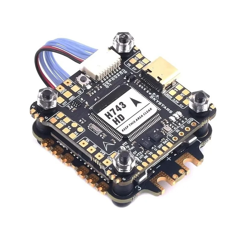 SKYSTARS H743 Dual Gyro Flight Controller Stack with KM60 60A BLHELI_32 4-in-1 ESC for RC FPV
