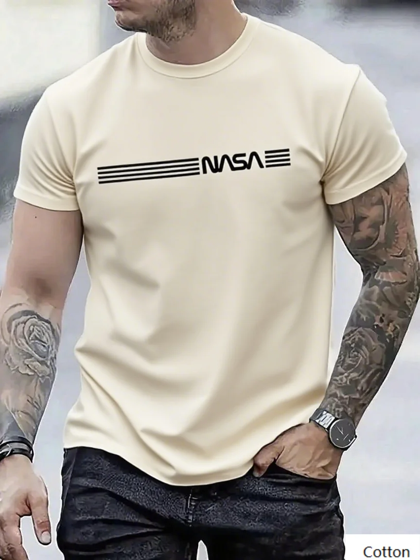 

Mens Cotton Printed Tee with NASA Elements Show Your Admiration for Space Research and Discovery Suitable for Any Occasion