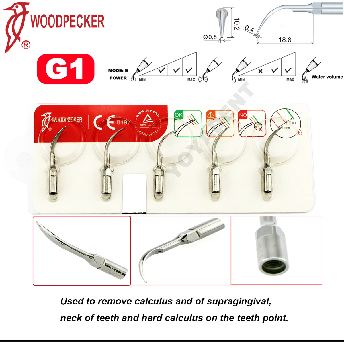 Насадки для стоматологического ультразвукового скалера Woodpecker G1/G2/G3/G4/G5/G6/G7/G8/G9/G10/G11/G12 наконечника Фото №3