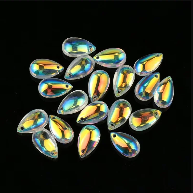 Beste Qualität, 8 x 14 mm, glatte Kristall-Tropfenperlen, glänzende AB-Glas-Tropfenperlen, Schmuckperlen für die Herstellung von DIY-Armbändern und Halsketten, 28 Stück/Lot