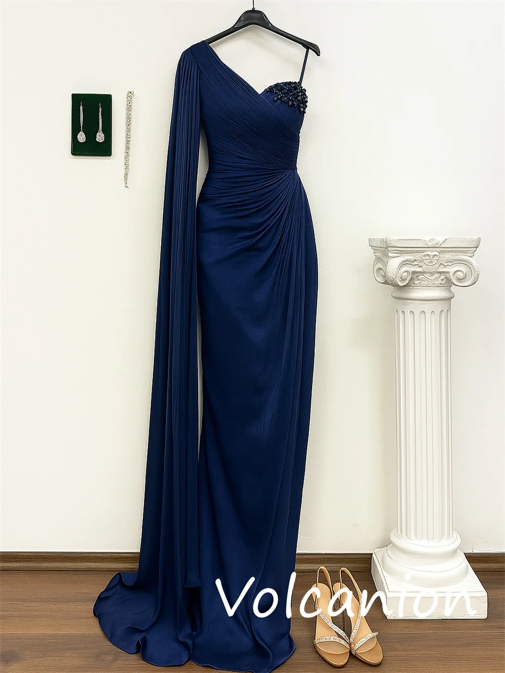 Customized Classic Jersey Sequined Pleat Straight Sweetheart Long Dresses Bespoke Occasion Modern Style