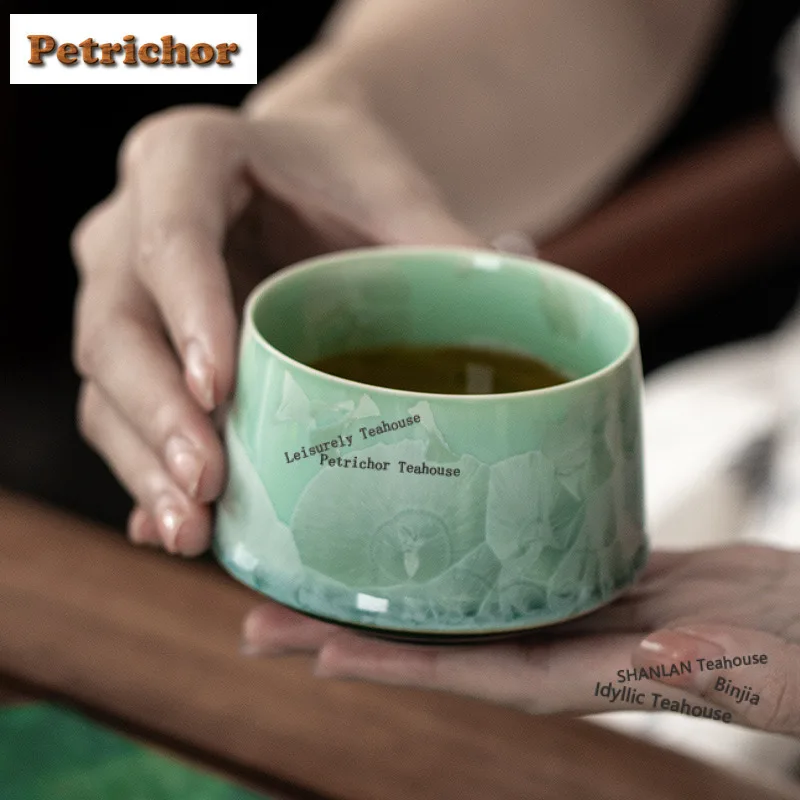 

180 мл Печь Fambe Ice Flower Crystal Glaze Чайная чашка Zen Чайная чаша Кружка Чайная дегустация Чашка для медитации Чашка Chazhan Master Чашки Чайная посуда Ремесло