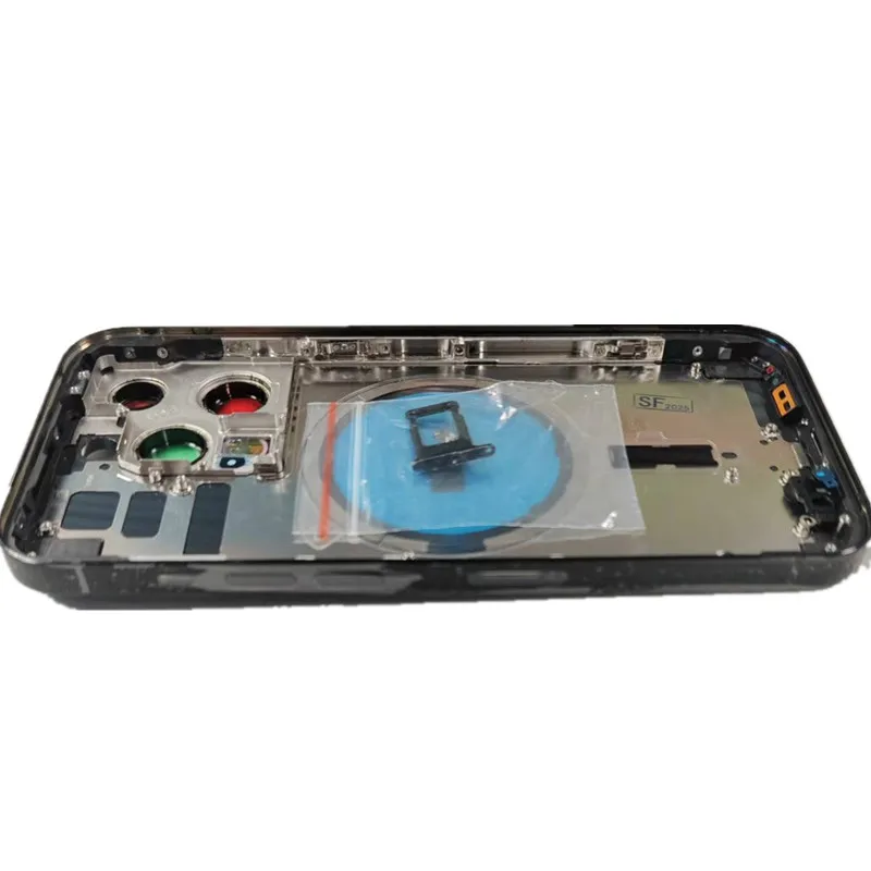 غطاء الإسكان الخلفي آيفون 14 برو ماكس OEM باب البطارية الخلفي الزجاج الخلفي مع إطار الهيكل علبة SIM أجزاء المفاتيح الجانبية 14 برو ماكس #4