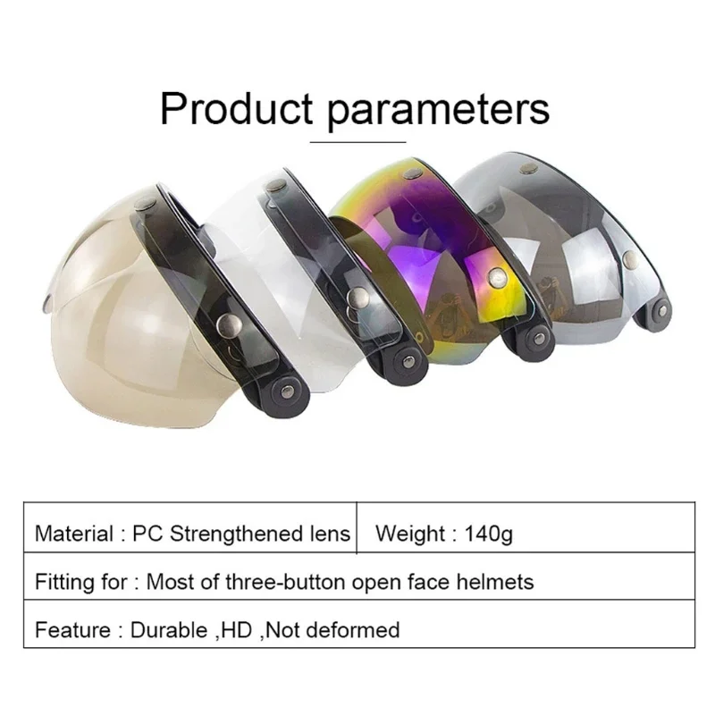 유니버설 방풍 3 스냅 오토바이 헬멧 바이저 프론트 플립 업 오토바이 헬멧 선글라스 용 바이저 윈드 실드 렌즈