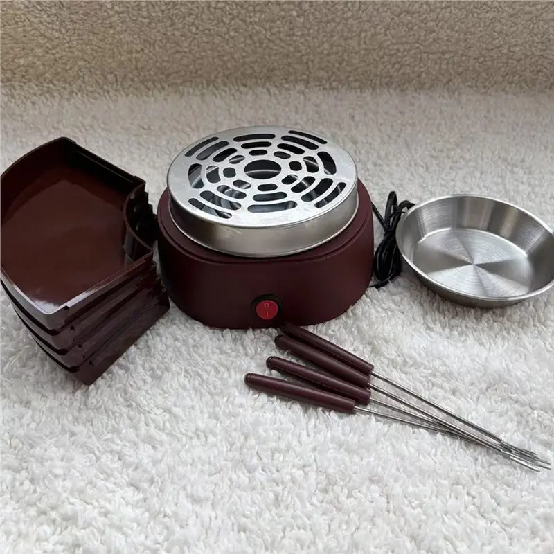 صانع S'mores الكهربائي الداخلي على سطح الطاولة - مجموعة Smores مع تحميص الخطمي - لوازم ليلية للفيلم بمقبس الاتحاد الأوروبي #5