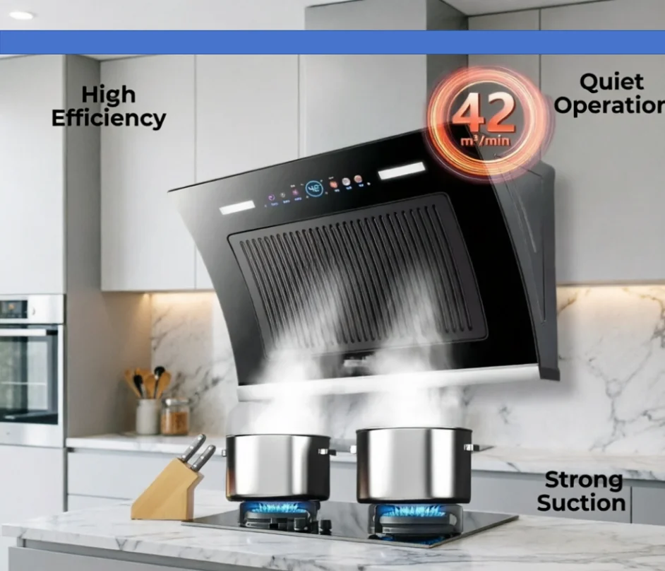 GOODWIFE 220V Dual Motor Kitchen Range Hood Efficient Smoke Extraction Powerful Cooker Hood LYH