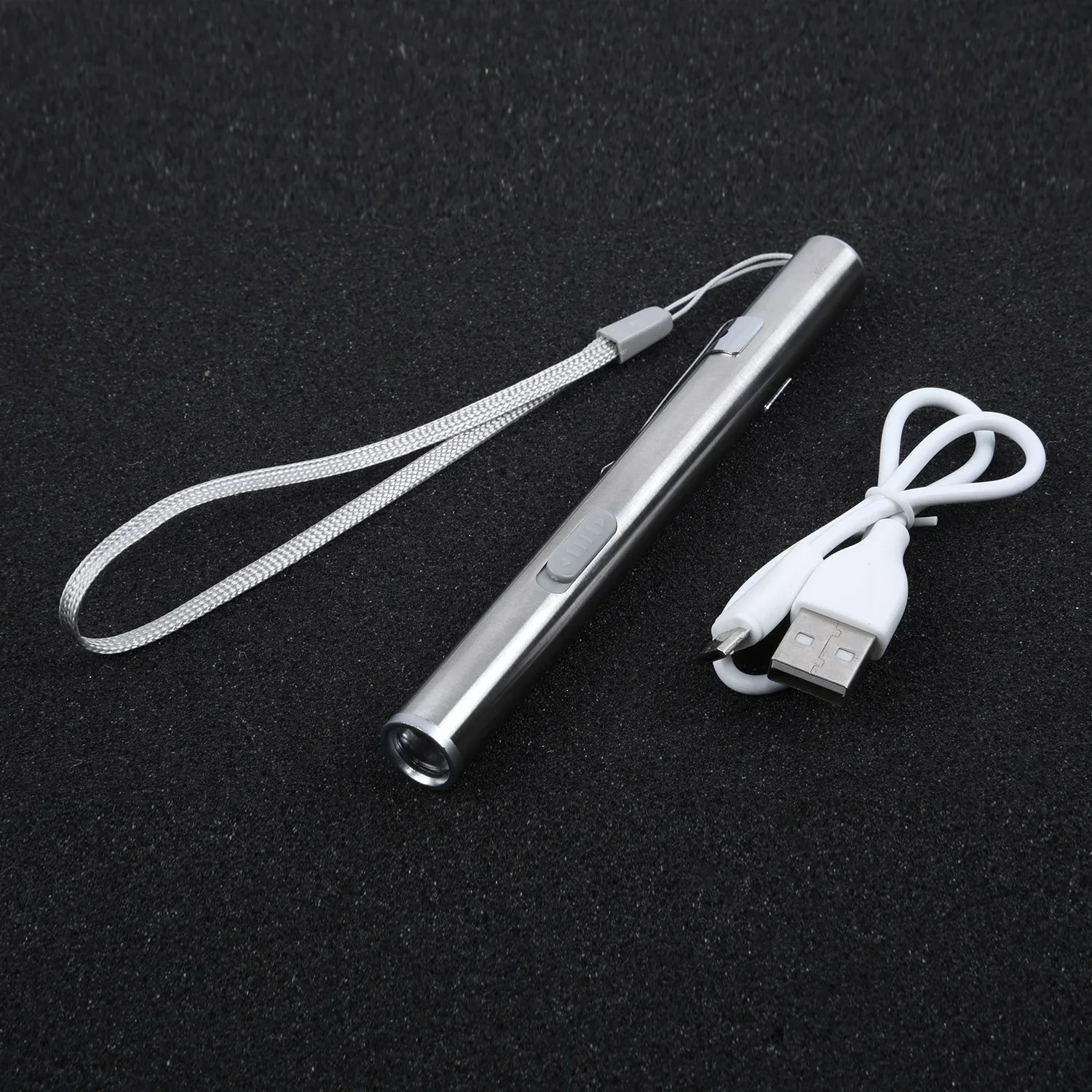 

High Quality Hot Sale New Portable Useful Flashlight LED Silver Stainless Steel Camping Lamp Light Mini Pencil