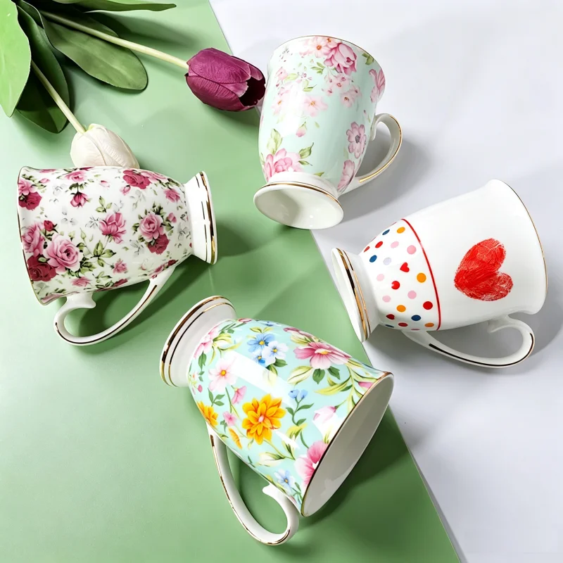 Tasse à café cafeteira en porcelaine d'os de 300ML, tasse en céramique taza en porcelaine, tasse à café élégante, cadeau de mariage, tasse à expresso royale