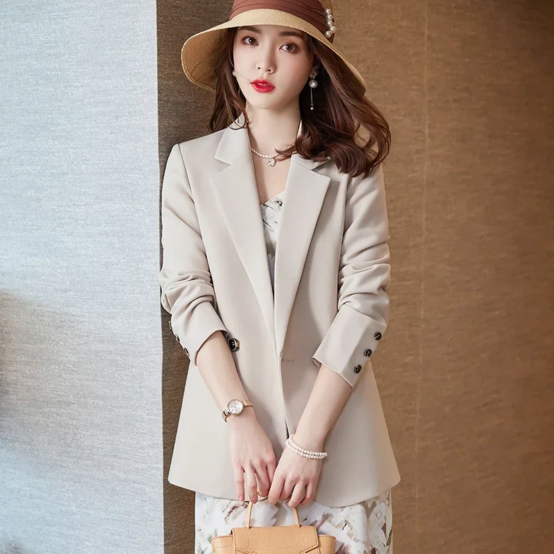 Women Coat Spring Autumn Khaki Suit New Fashion Korean Long Sleeve Blazers Woman Jacket Casual Office Ladies Blazer Tops