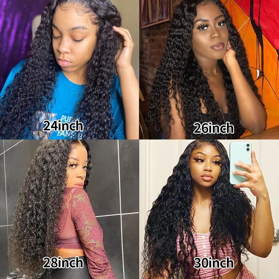 Peruca frontal do laço transparente hd para mulheres, onda profunda, perucas dianteiras encaracoladas, onda de água, cabelo humano, bling, 30 ", 32", 13x6, 13x6, 200 densidade