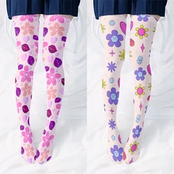 Harajuku Sweet Women Long Stockings Fashion flowers Print Velvet Calf Socks Lolita JK Girls Stockings Kawaii Spring Summer New