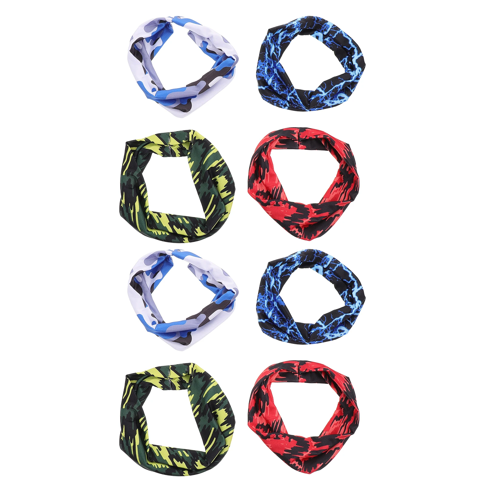 

8Pcs Sports Headbands Breath-Absorbing Camouflage Sweatbands Elastic Fit for Running Basketball Fitness Headband
