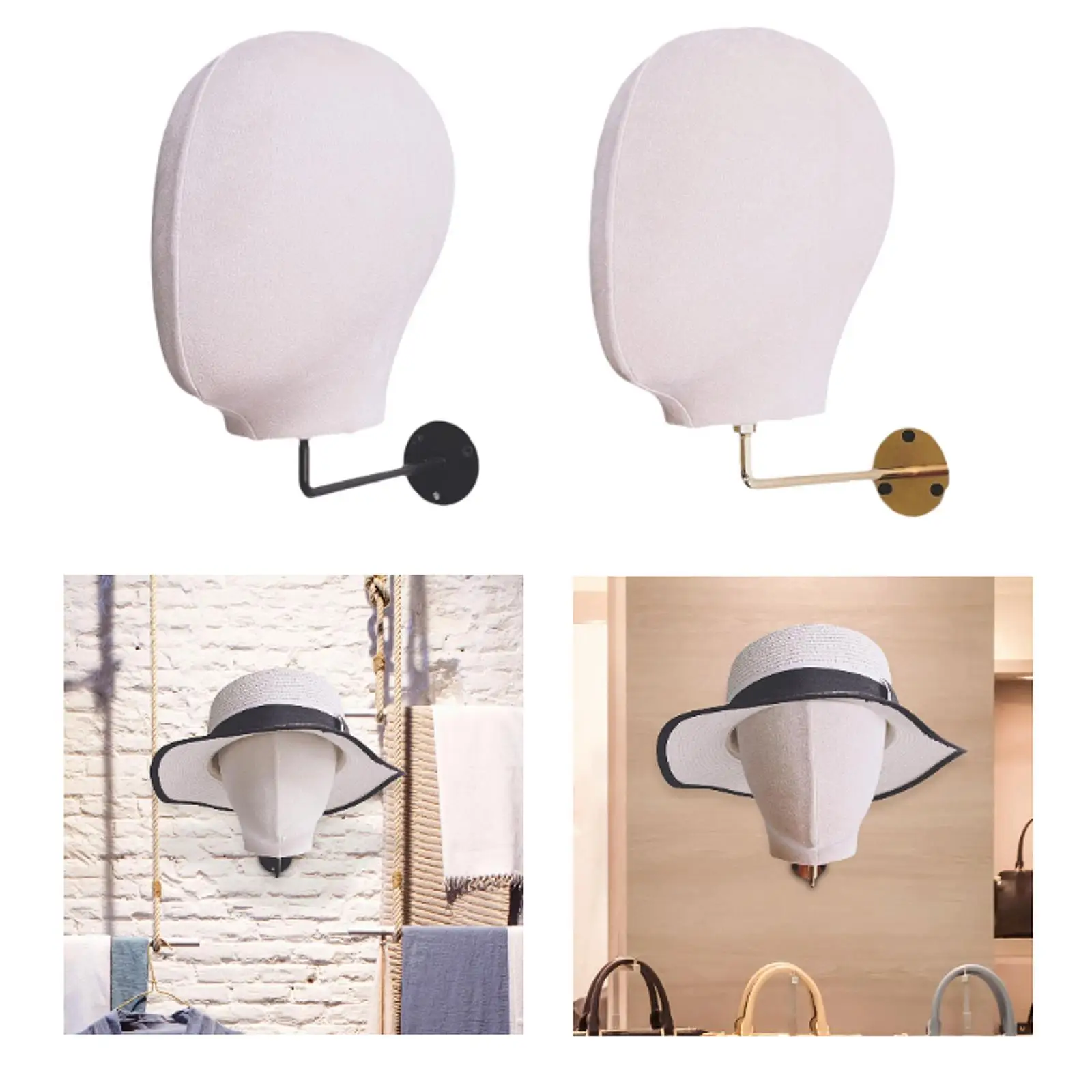 Wig Head Model Hairpiece Stand Wall Mount Salon Prop Sturdy Multipurpose Hat Display Stand Holder for Shopping Mall Headwear