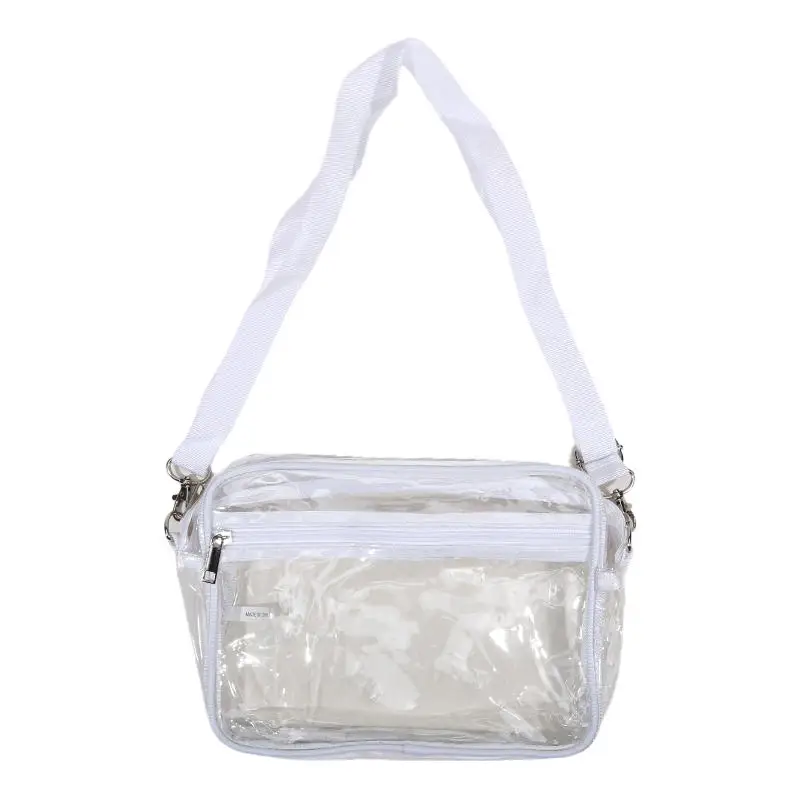 Women Clear Shoulder Bag Solid Color Transparent Purse Female Simple Crossbody Bags With Front Pocket Casual Handbag For Ladies