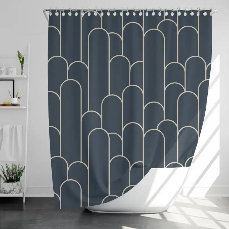 

Gray Cactus Shower Curtain with 12 Hooks Waterproof, Modern Bathroom Decor, Housewarming Gift