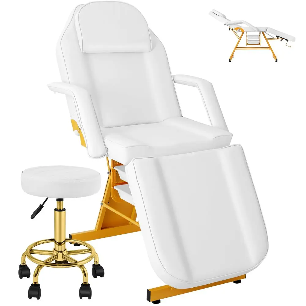 

Tattoo Bed with Salon Stool, Esthetician Bed Tattoo Table with Storage Basket, MultiPurpose Lash Spa Chair, 360 Swivel Adjustab