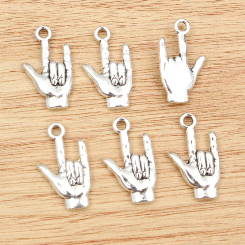 15pcs 22x12mm Antique Silver Plated Love Gestures Handmade Charms Pendant:DIY for bracelet necklace