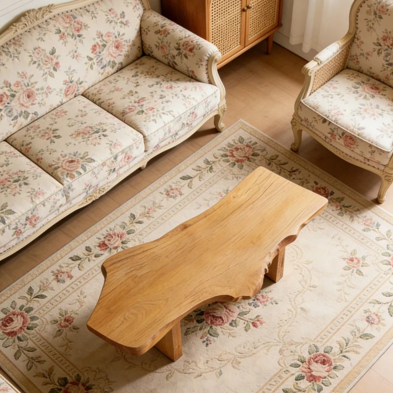 

retro solid wood log color coffee table original ecological irregular log edge living room furniture versatile coffee table