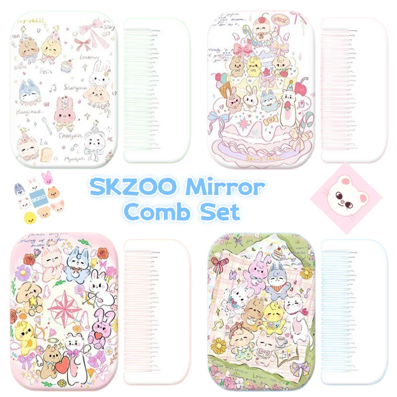 

SKZOO Anime Peripheral Straykids Cute Cartoon Small Mirror Makeup and Makeup Mirror Portable High Beauty Folding Mirror