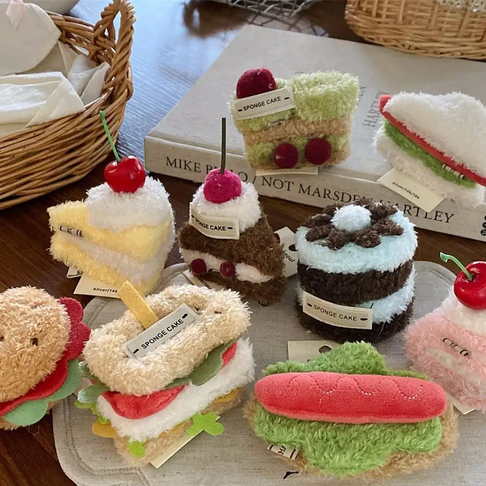 

Korean Style Cute Plush Fruit Cake Hamburger Hot Dog Hairpin for Girls Sweet Fashion Niche Design Duckbill Clip Hair Accessory