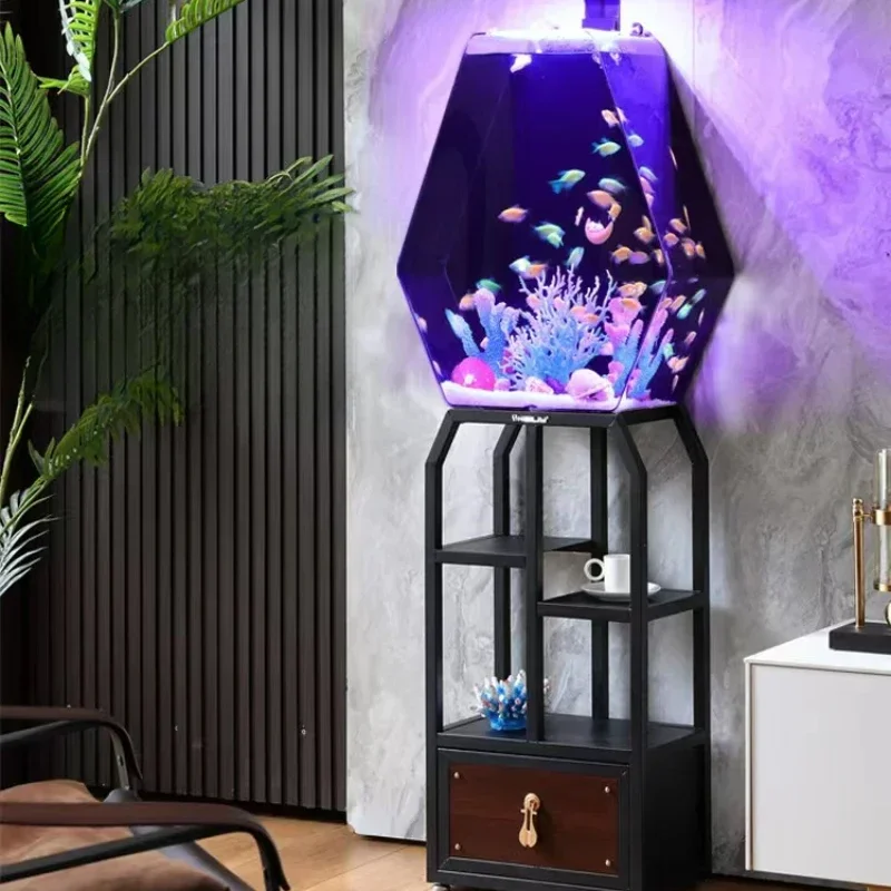 Square Fish Globe Ecological Floor Living Room Office Small Aquarium New