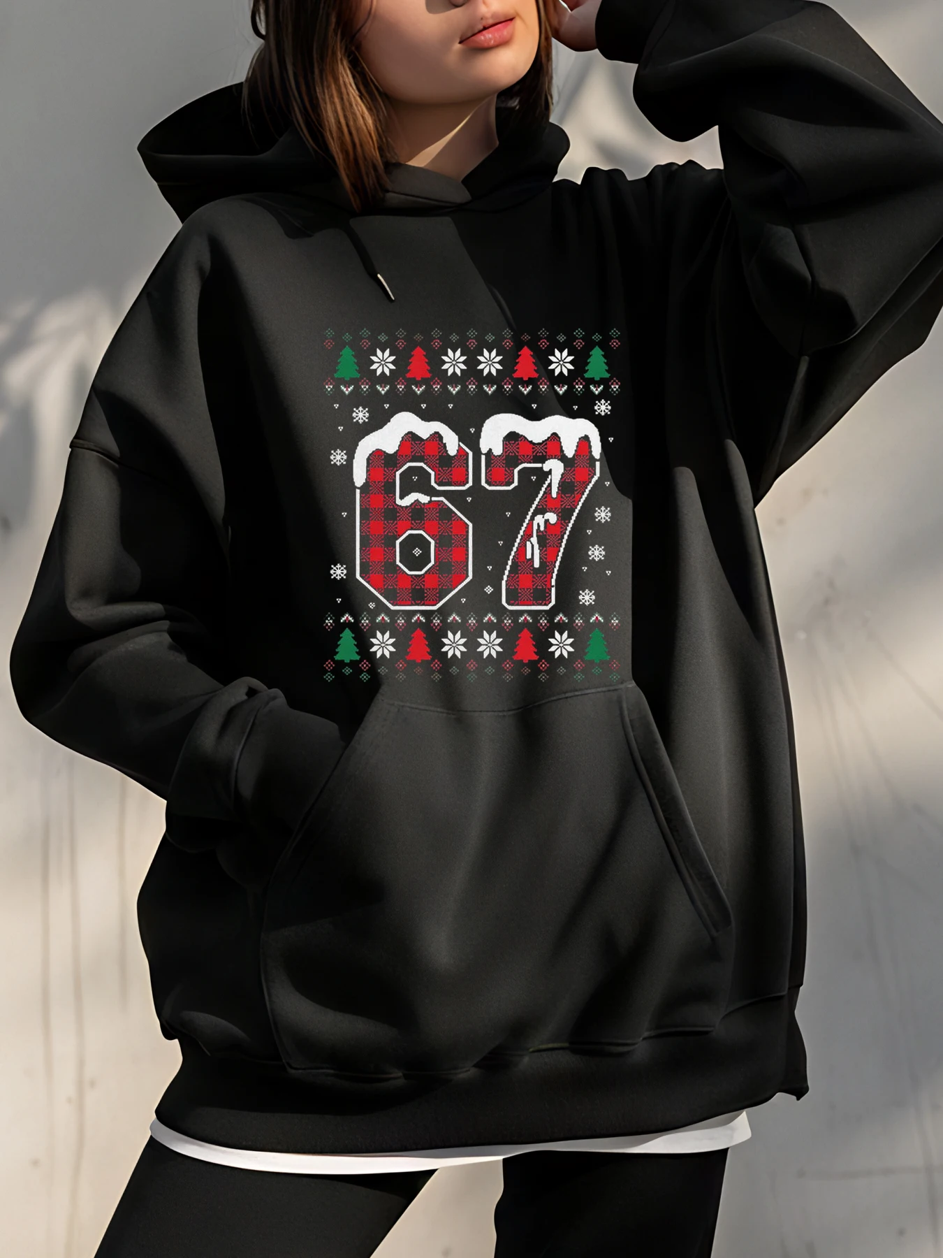 

【Valentine's Day】69 Print Hoodie Loose Fit Casual Style Colorful Graphic Design, Women, Streetwear