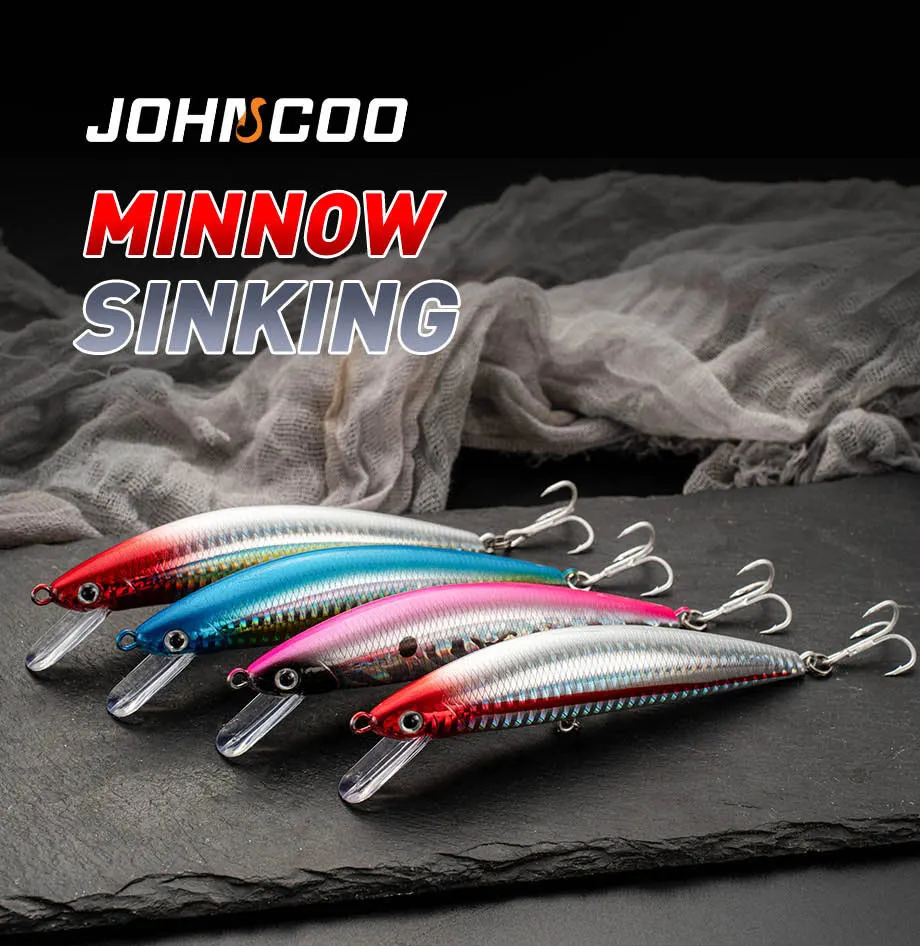 Sinking Minnow Fishing Lure, Hard Lure com agudos ganchos, Wobbler forte, Jerkbait Swimbait Bait, Sistema de peso, 13cm, 40g, 15cm, 60g