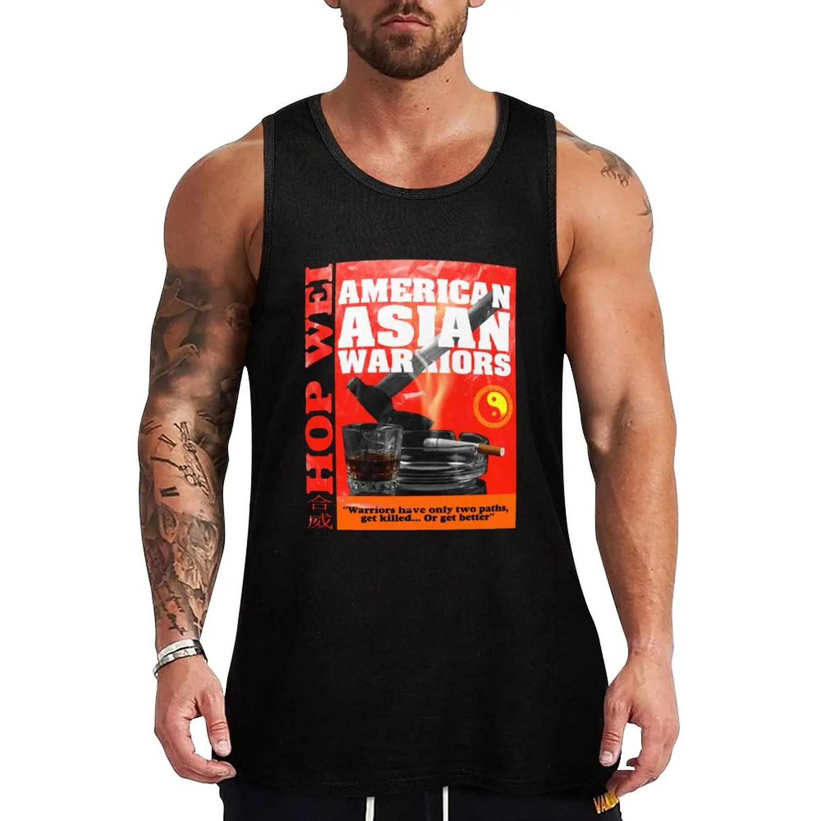 

American Asian Warriors Amazing Hop great Wei Axe and alcohol Street Wear design for all the fighters and dragon souls Tank Top