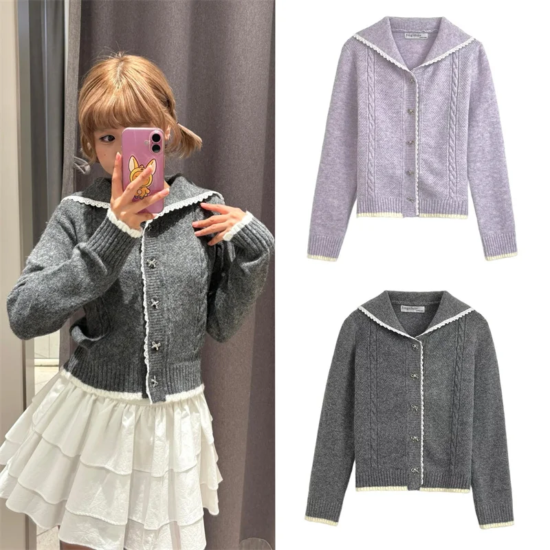 

Women's Jacket 2025 Autumn New Style Solid Color Long-Sleeve Button-Decorated Knit Top Jacket Casual Fashion Versatile