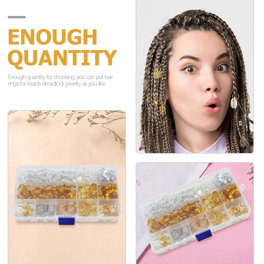 

Dreadlocks Hair Braids Accessories Dreadlock Accessories Silver Zinc Alloy Beads Rings for Hair Cuffs Charms Boxed
