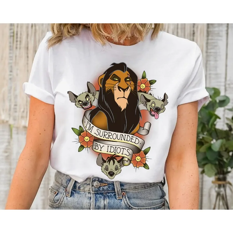 디즈니 라이온 킹 스카와 하이에나 나는 바보들로 둘러싸여 있다 티셔츠 디즈니 스카 악당 셔츠 디즈니 패밀리 셔츠 디즈니랜드 여행