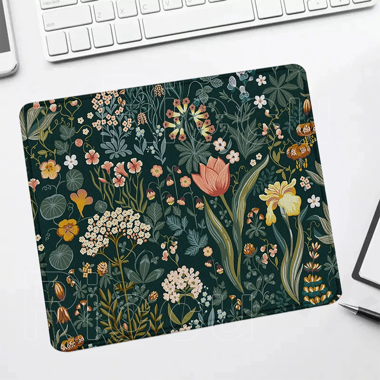 Flower Mouse Pad Green Plants Vintage Aesthetics Gaming PC small size Mousepad Soft Office NonSlip Computer HD Printing Desk Mat