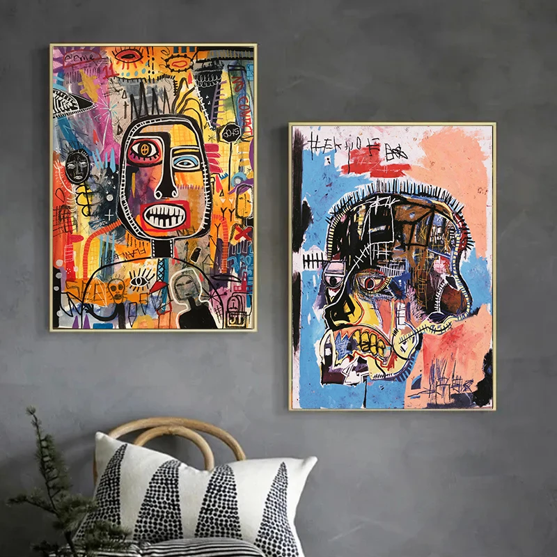 مجردة الكتابة على الجدران الفن جان ميشيل قماش لوحات المشارك والمطبوعات صور فنية للجدران لغرفة المعيشة ديكور المنزل