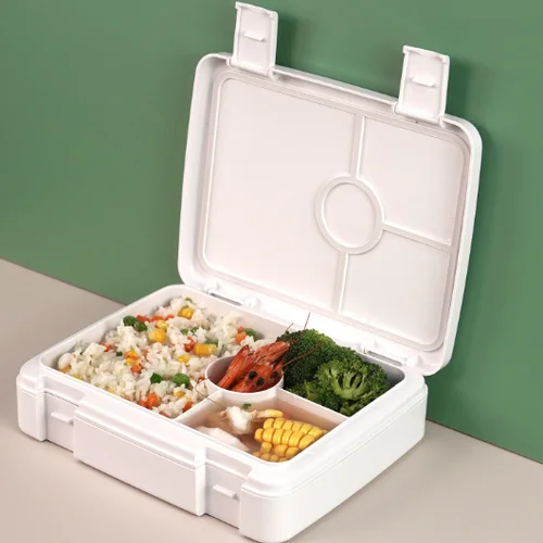 어린이 도시락 상자, 성인용 도시락 용기, 누수 방지, 전자 레인지 및 식기 세척기 안전, 4 칸, 1000ML 