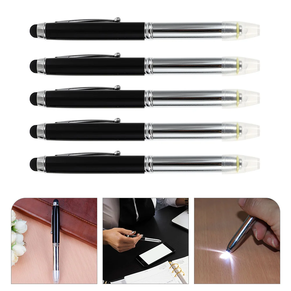 

5 Pcs LED Pen Pens Ball Point Lighted for Writing The Dark Computer Stylus Touch Metal Screens with