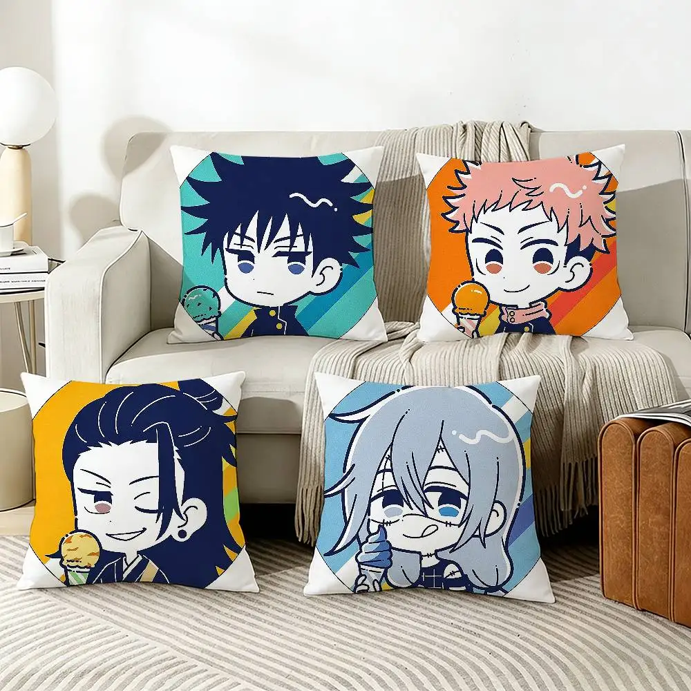 

Anime J-Jujutsu Cartoon G-Gojo S-Satoru Y-Yuji I-Itadori Pillow Case Living Room Sofa Cushion Cover