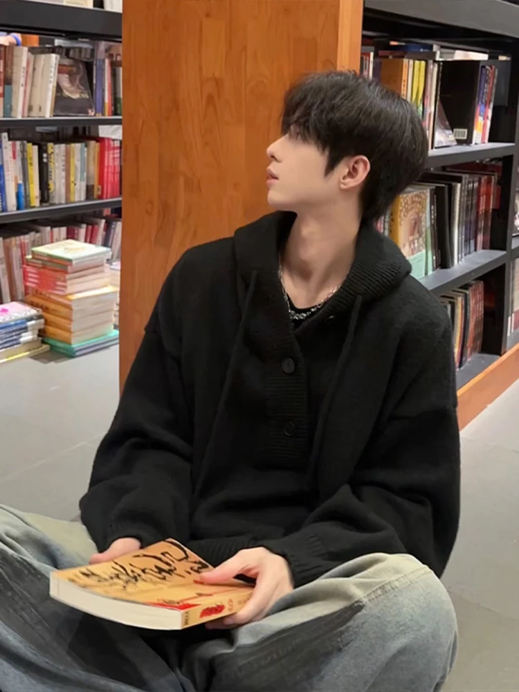 

Мужская вязаная толстовка свободного кроя в американском стиле, повседневная одежда для пар, из полиэстера, зимняя, с длинным рукавом