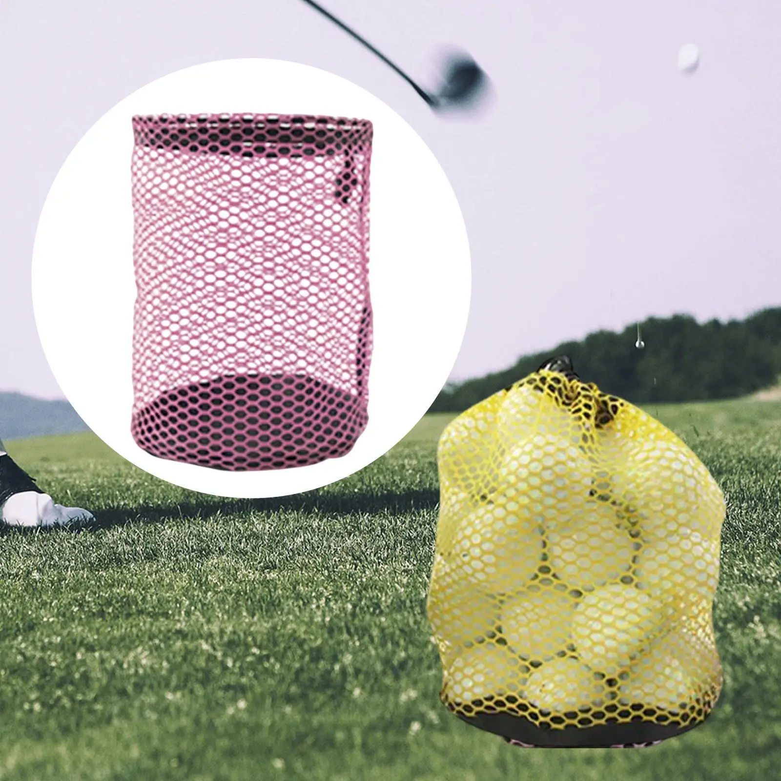 2-6pack Nylon Mesh Golf Ball Pouch Holder for Washing Toys Accessory