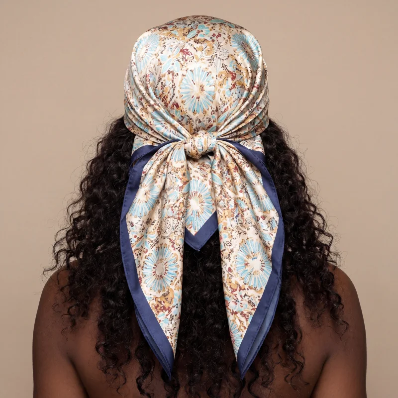 

Female Silk Scarf Hijab Print Turban Handkerchief Headscarf Shawl Bandana Headband Neckerchief Luxury Square Fashion Wraps